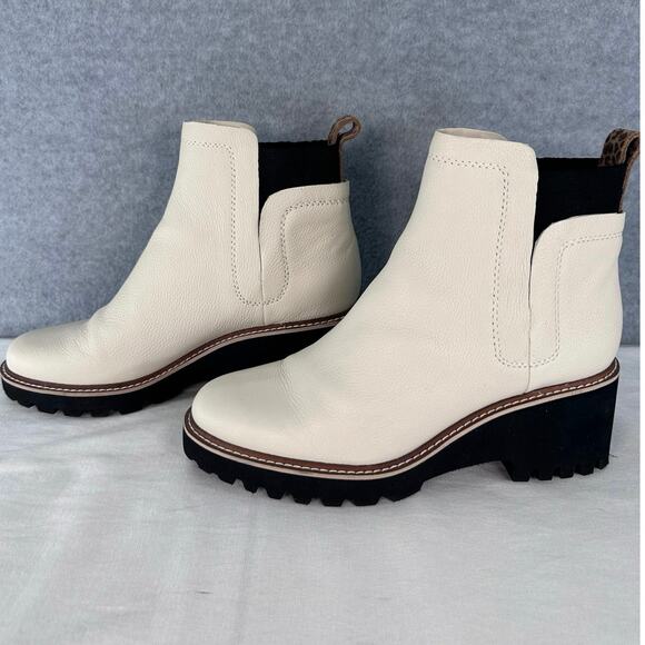 Dolce Vita Woman’s sz 10 White Leather Block Heel Chelsea Boot Huey H2O Bootie - Picture 2 of 9